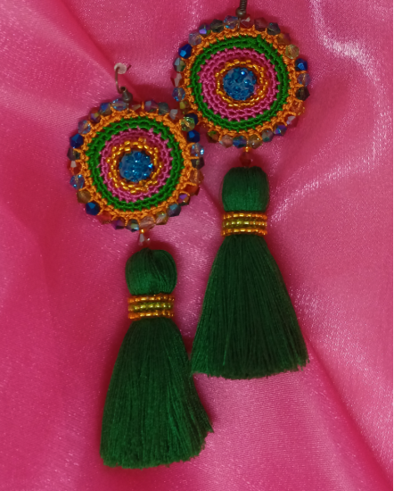 Háčkované dizajnové náušnice "Záhradná oáza"